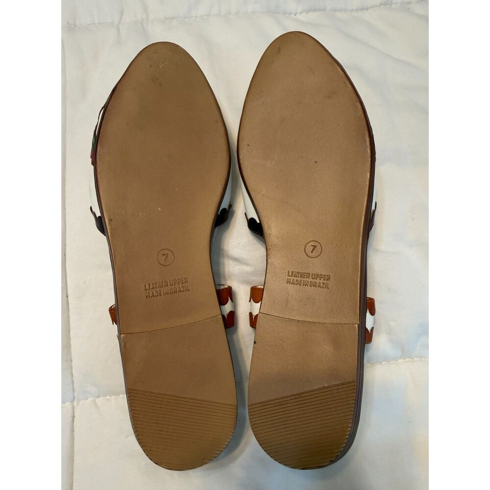 Atmosphere Paisley Slingback Flats Womens Size 6 White Applique Y2K